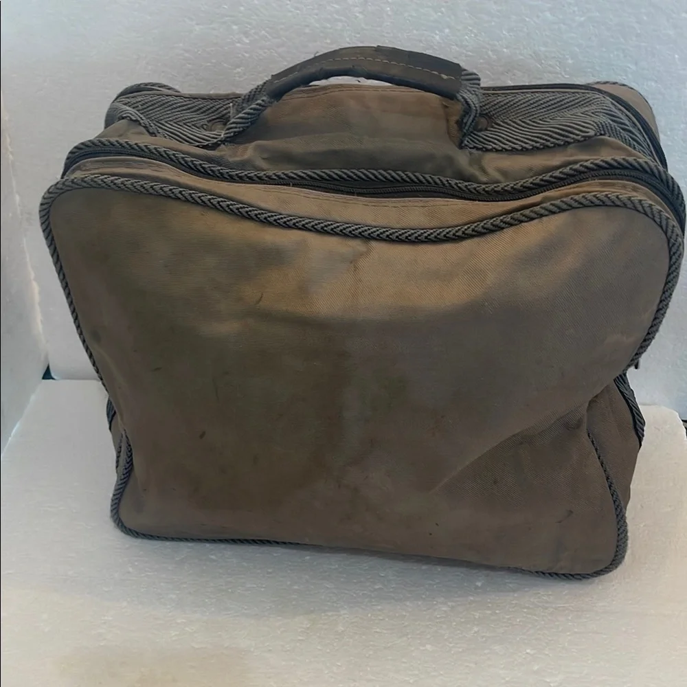 Vintage 90s Bentley Travel Bag soft sided nylon canvas gray